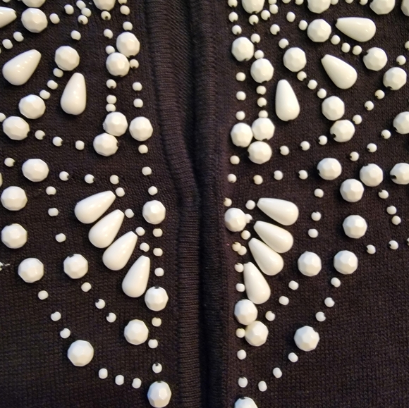 Chadwick classic Cardigan black beaded sweater size Medium,  long sleeve - Picture 3 of 10